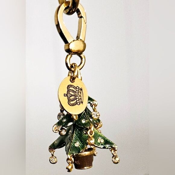 Juicy Couture Limited Edition Christmas Tree Gem Ornaments Gold Heart Bracelet - Picture 9 of 12